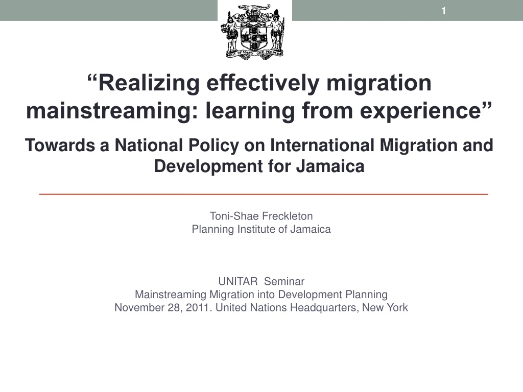 realizing effectively migration mainstreaming