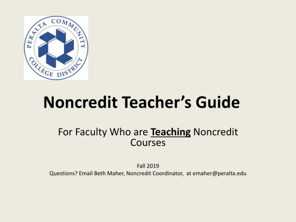 Noncredit Teacher’s Guide