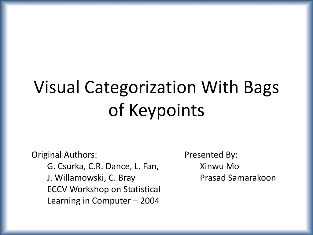 visual categorization with bags of keypoints