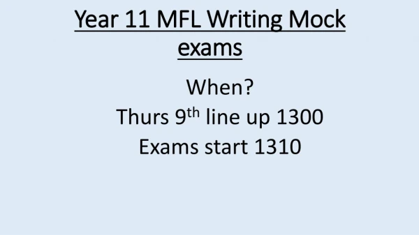 Year 11 MFL Writing Mock exams