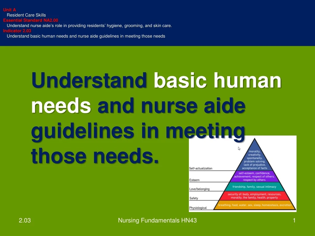 unit a resident care skills essential standard