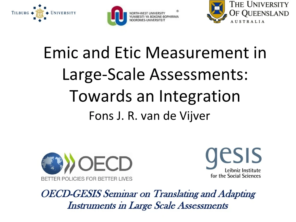emic and etic measurement in large scale assessments towards an integration