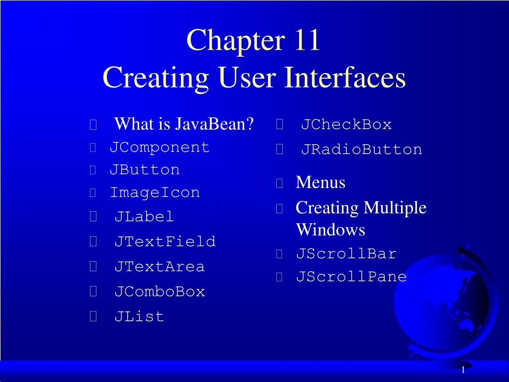 chapter 11 creating user interfaces