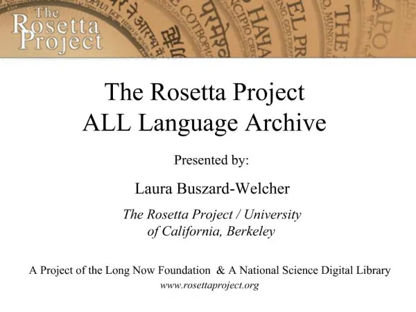 The Rosetta Project ALL Language Archive