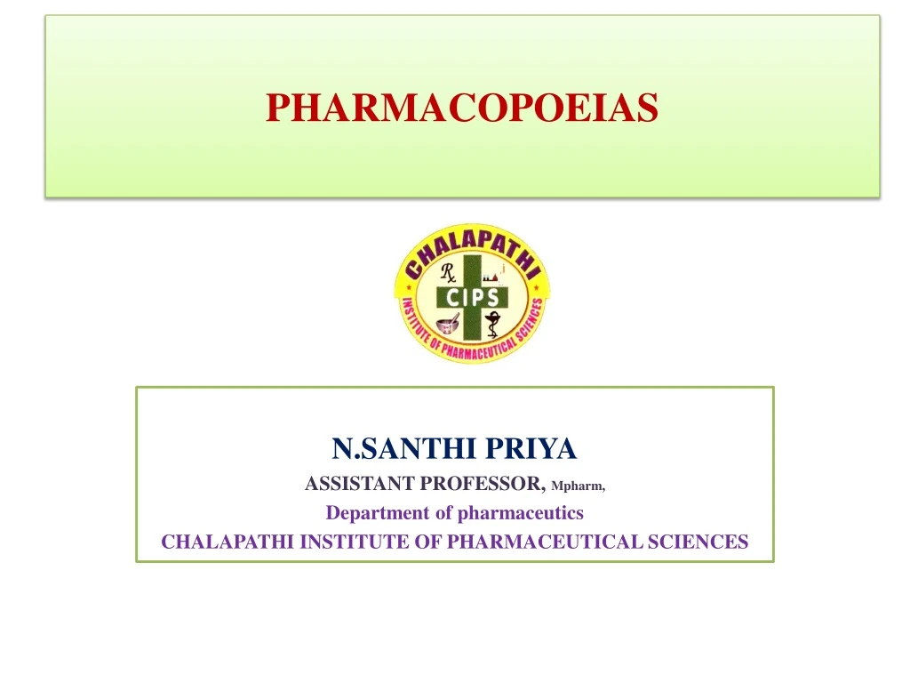 pharmacopoeias