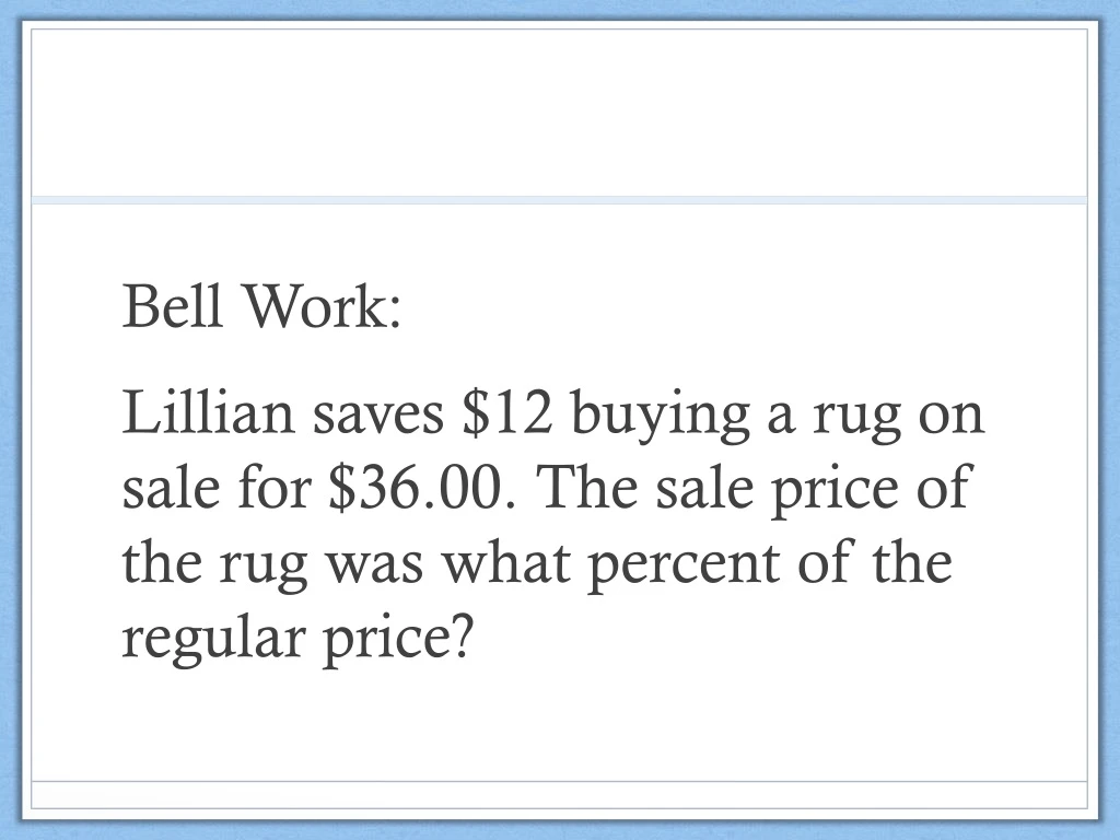 bell work lillian saves 12 buying a rug on sale