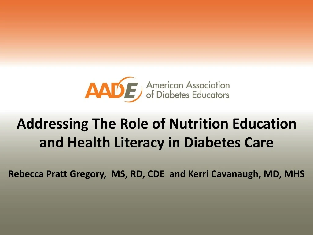 addressing the role of nutrition education