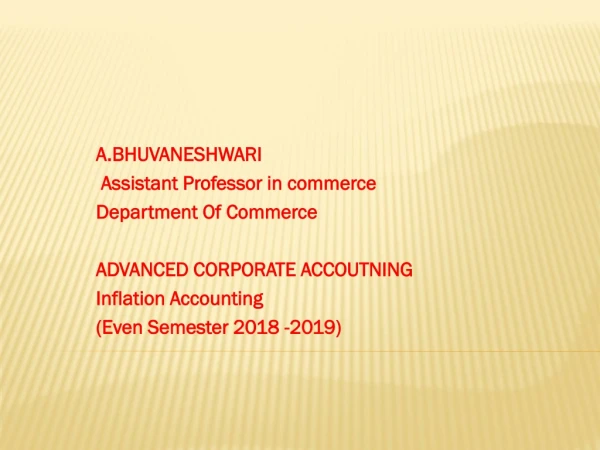 A.BHUVANESHWARI Assistant Professor in commerce Department Of Commerce