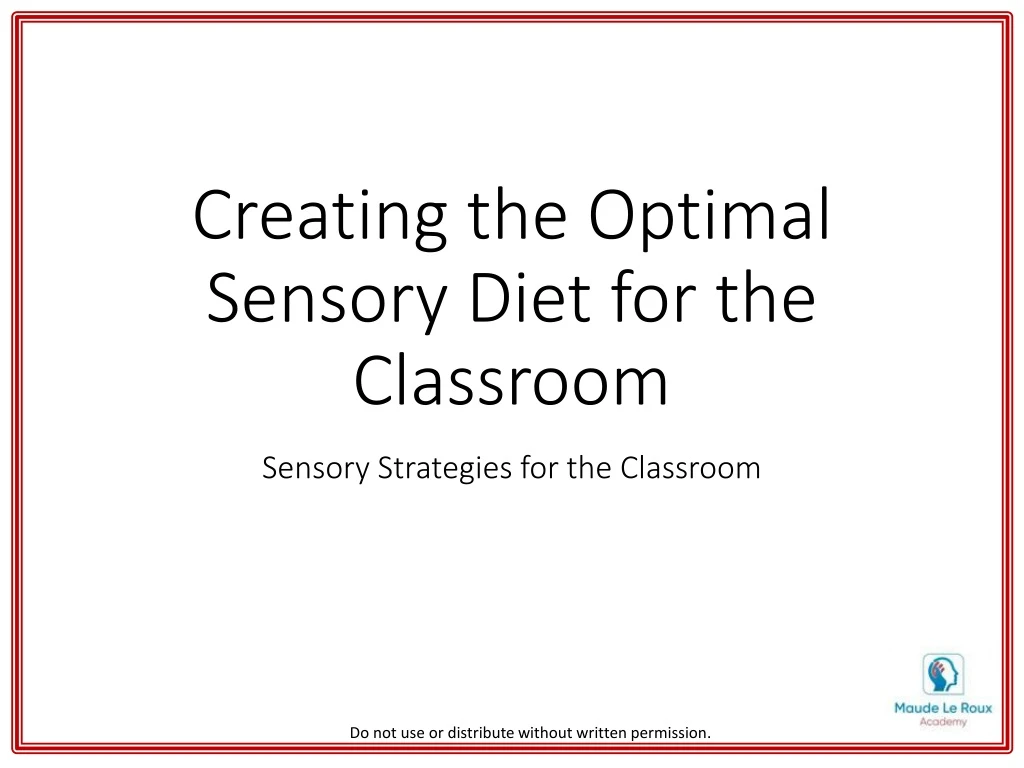 creating the optimal sensory diet for the classroom