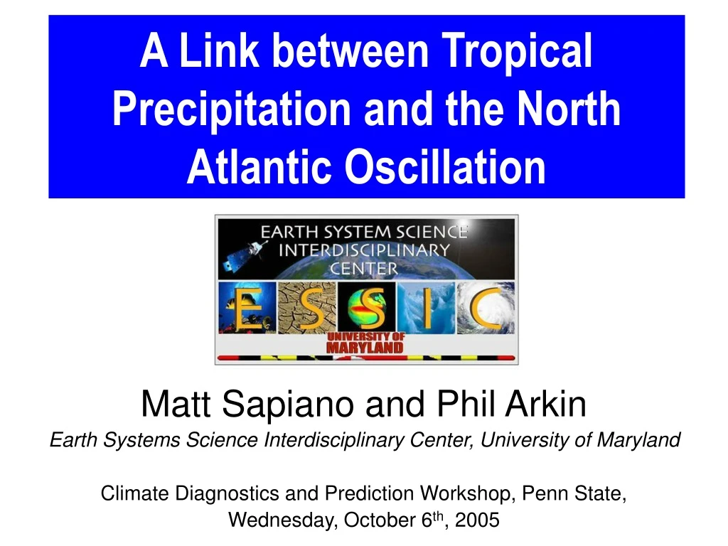 a link between tropical precipitation and the north atlantic oscillation