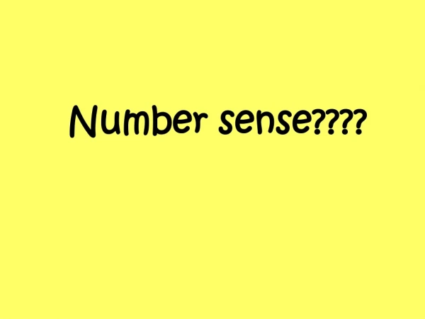Number sense????