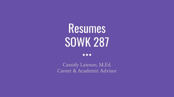 Resumes SOWK 287