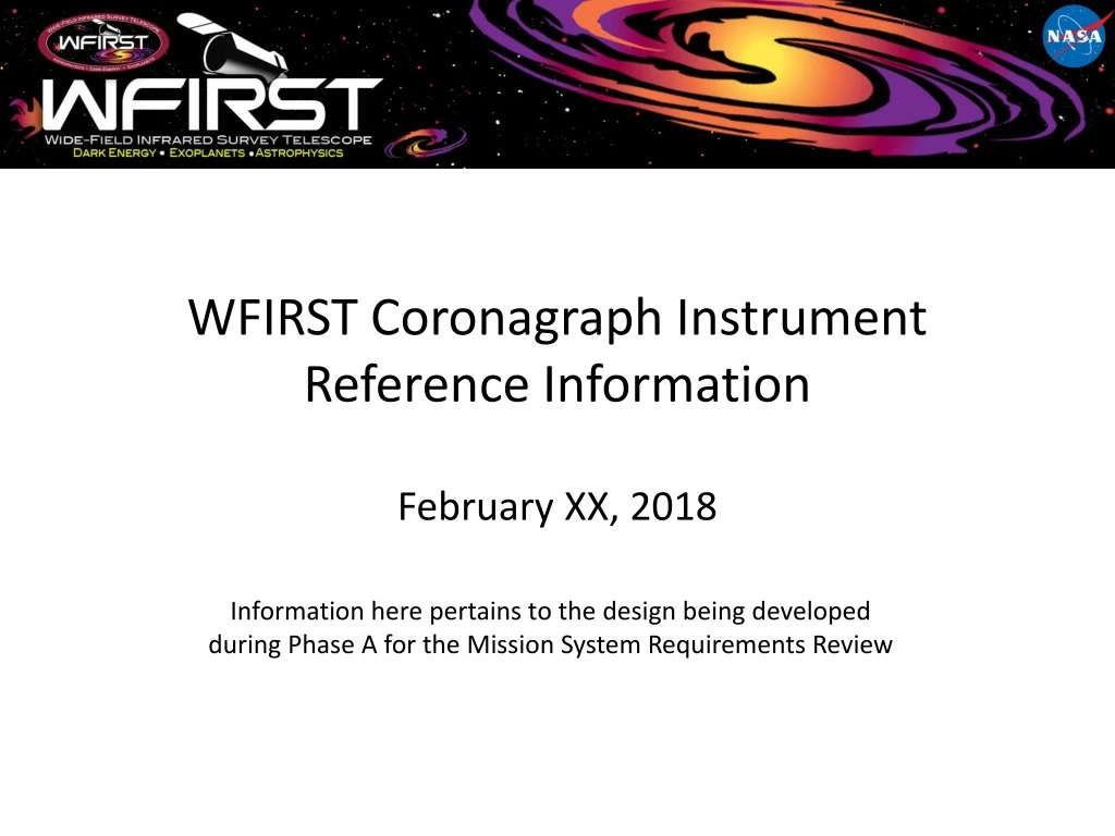wfirst coronagraph instrument reference information