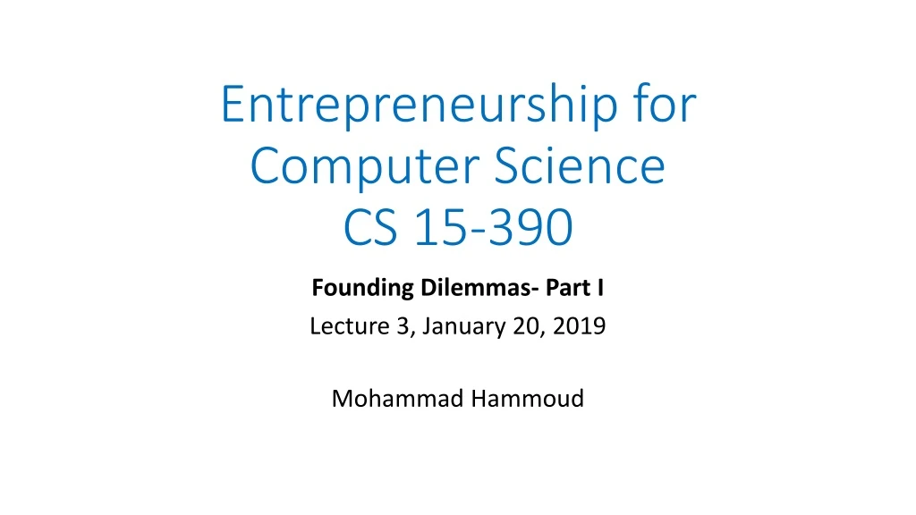 entrepreneurship for computer science cs 15 390