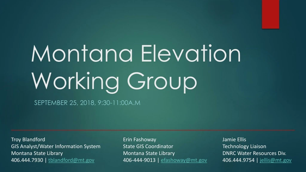 montana elevation working group