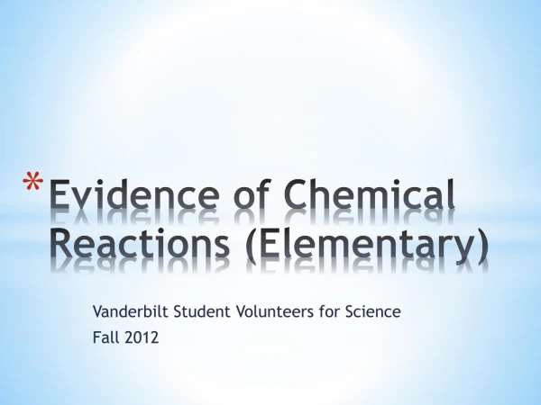 Evidence of Chemical Reactions (Elementary)