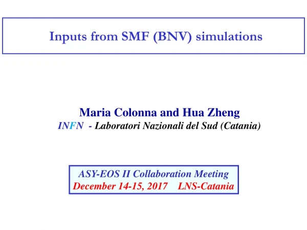 Maria Colonna and Hua Zheng IN F N - Laboratori Nazionali del Sud (Catania )