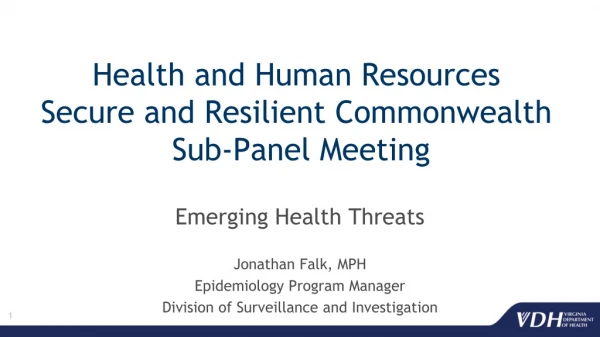 Health and Human Resources Secure and Resilient Commonwealth Sub-Panel Meeting