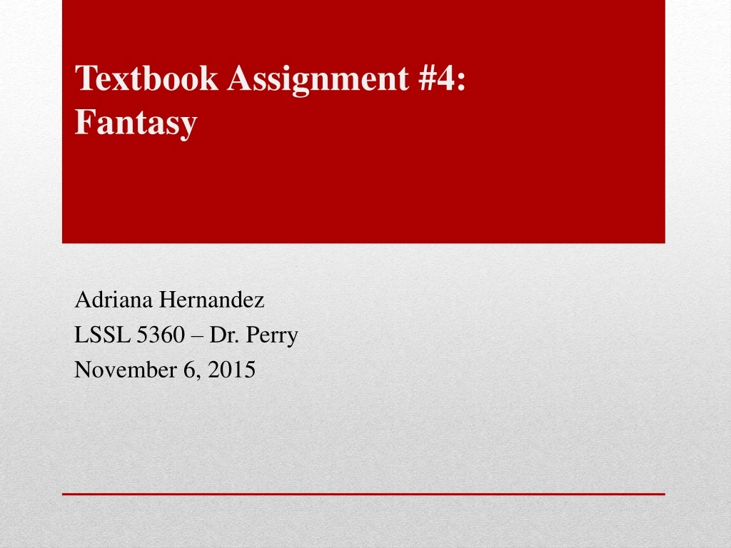 textbook assignment 4 fantasy