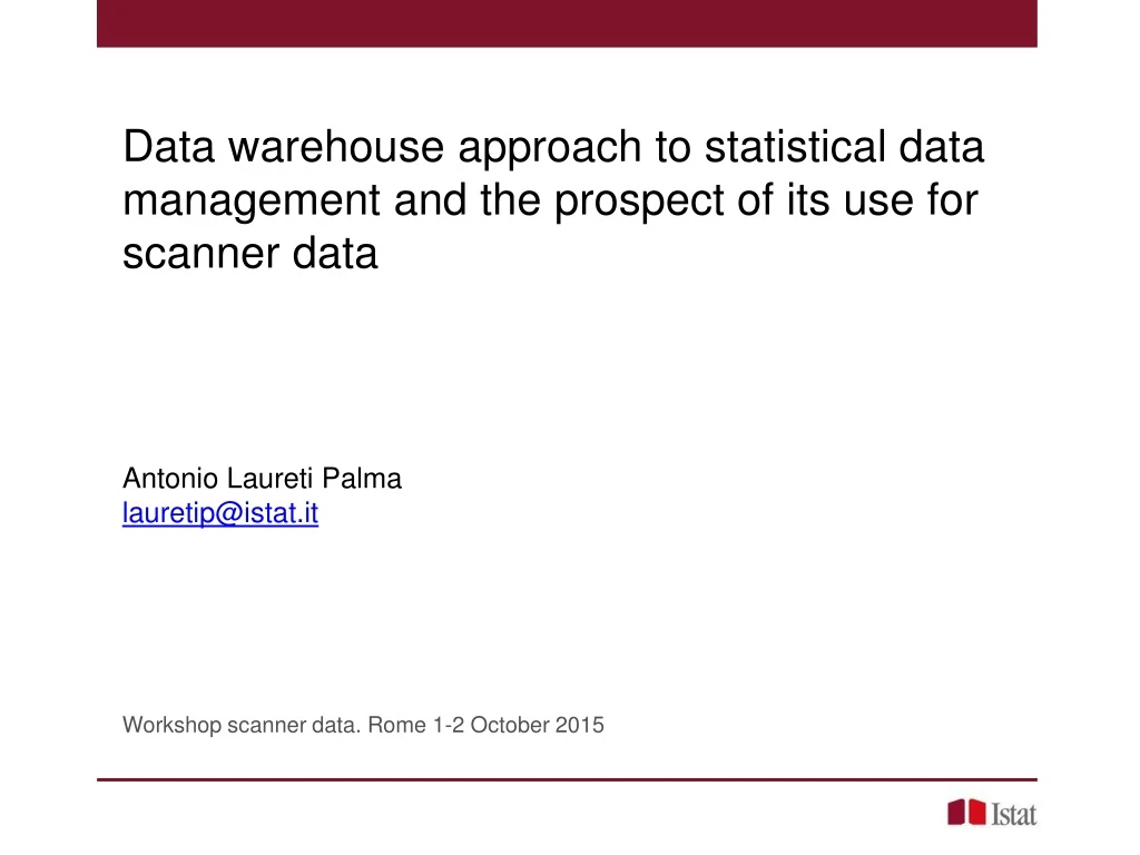 data warehouse approach to statistical data