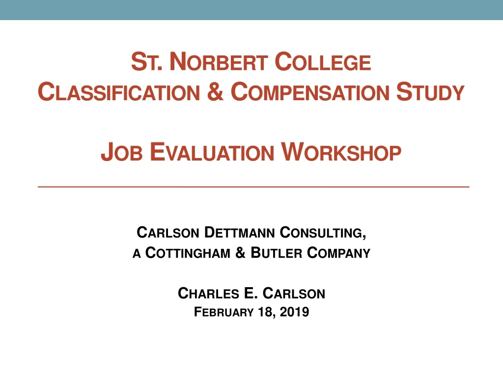 st norbert college classification compensation study job evaluation workshop