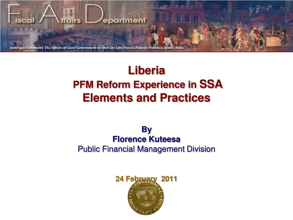 liberia pfm reform experience in ssa elements and practices