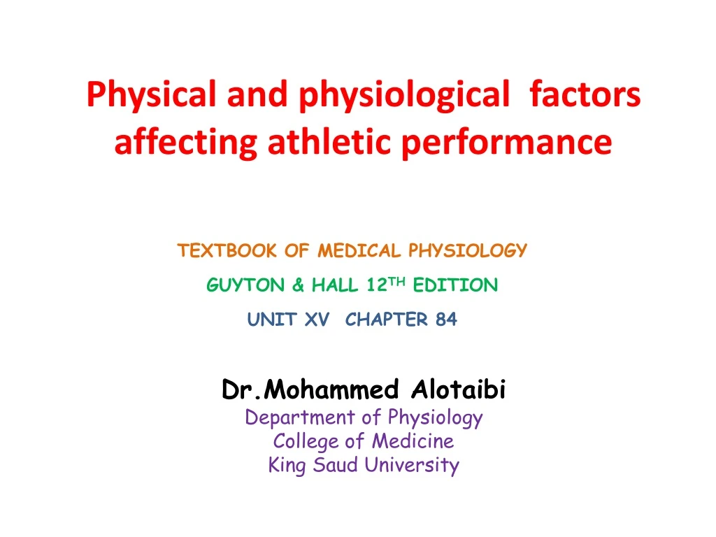 physical and physiological factors affecting