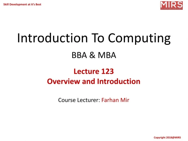 Introduction To Computing BBA &amp; MBA