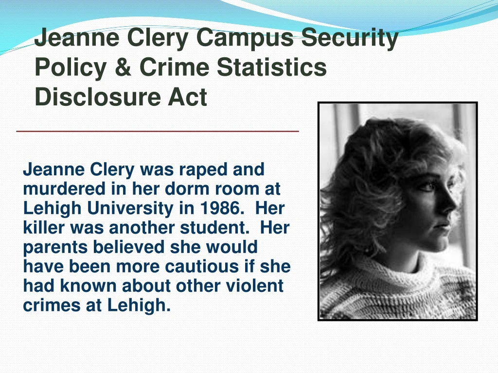jeanne clery campus security policy crime