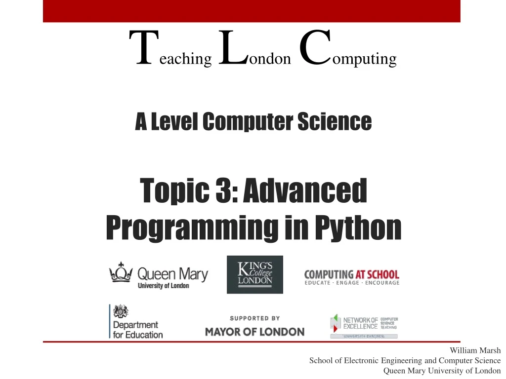 a level computer science topic 3 advanced programming in python