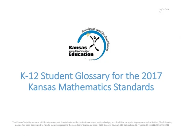 K-12 Student Glossary for the 2017 Kansas Mathematics Standards