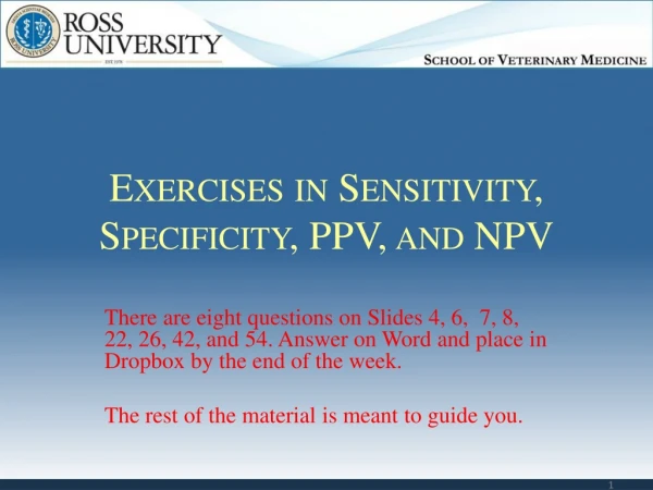 Exercises in Sensitivity, Specificity, PPV, and NPV