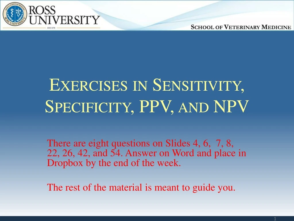 exercises in sensitivity specificity ppv and npv