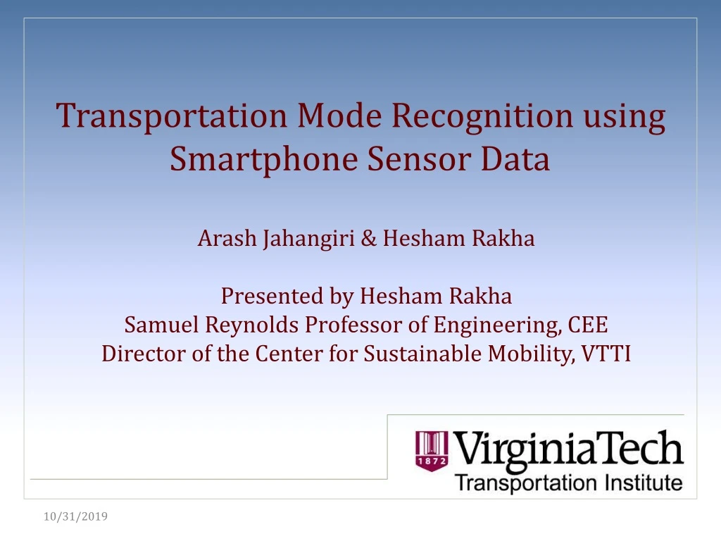 transportation mode recognition using smartphone sensor data