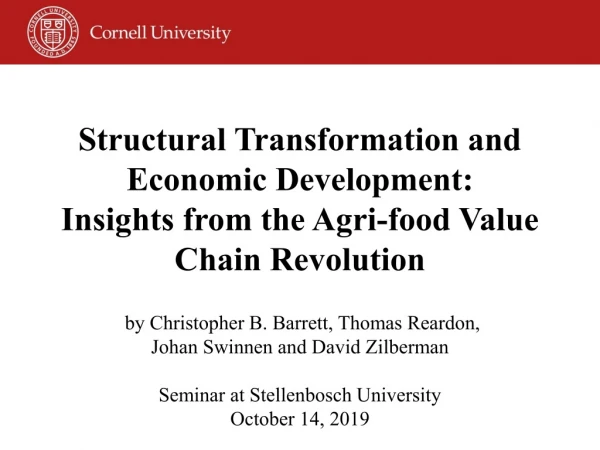 The process of structural transformation involves: Rising agricultural productivity