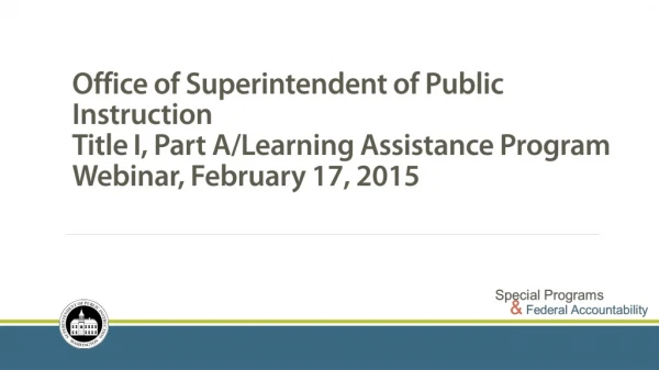 Title I, Part A Supplemental Educational Services (SES