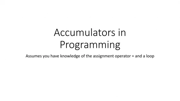 Accumulators in Programming