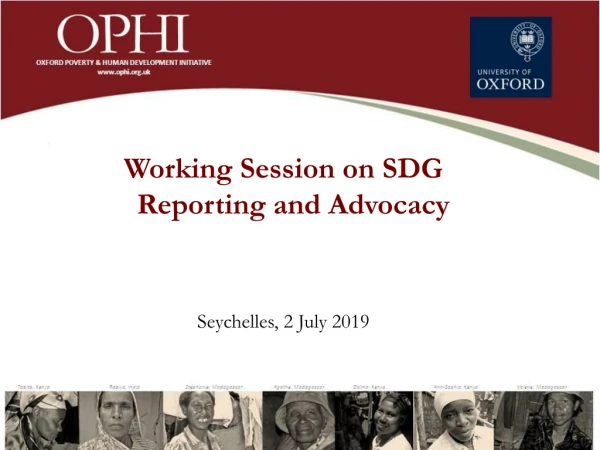 Working Session on SDG Reporting and Advocacy Seychelles, 2 July 2019