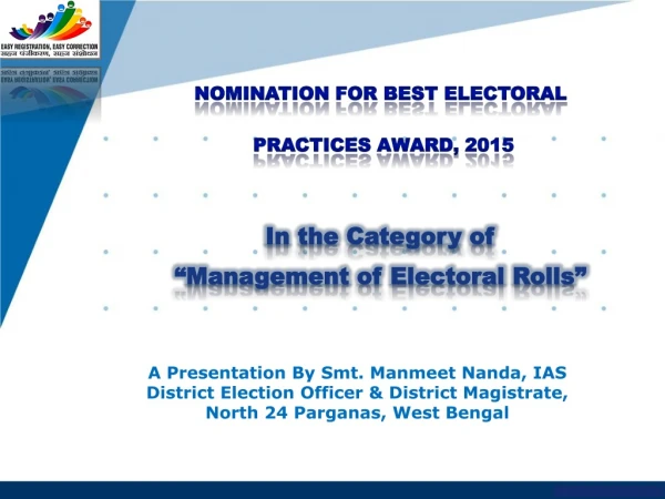 Nomination For Best Electoral Practices Award, 2015