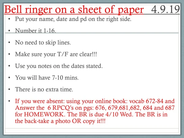 Bell ringer on a sheet of paper 	4.9.19