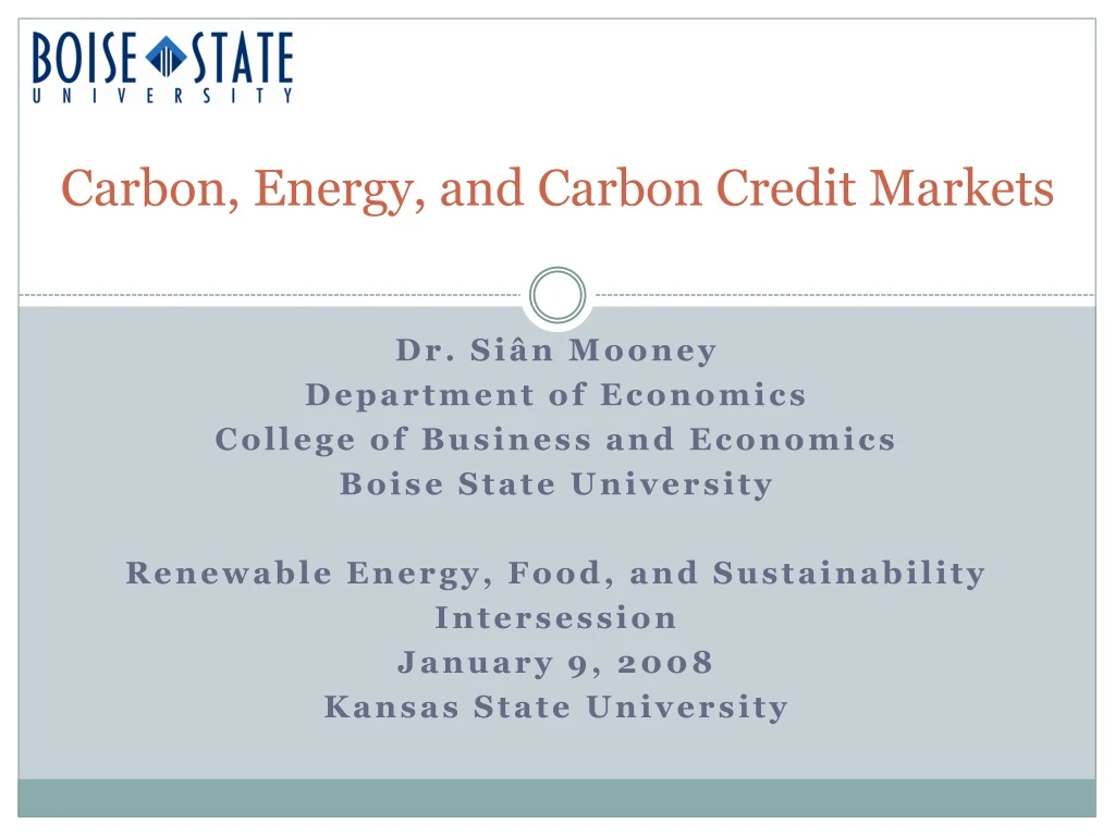 carbon energy and carbon credit markets