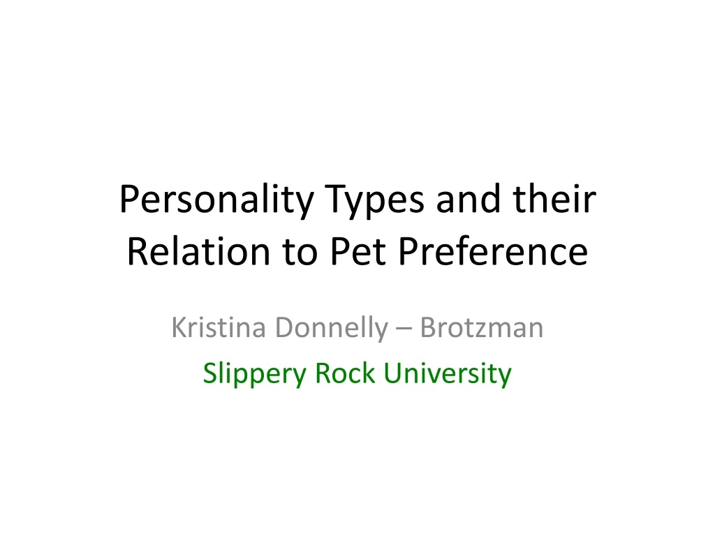 personality types and their relation to pet preference