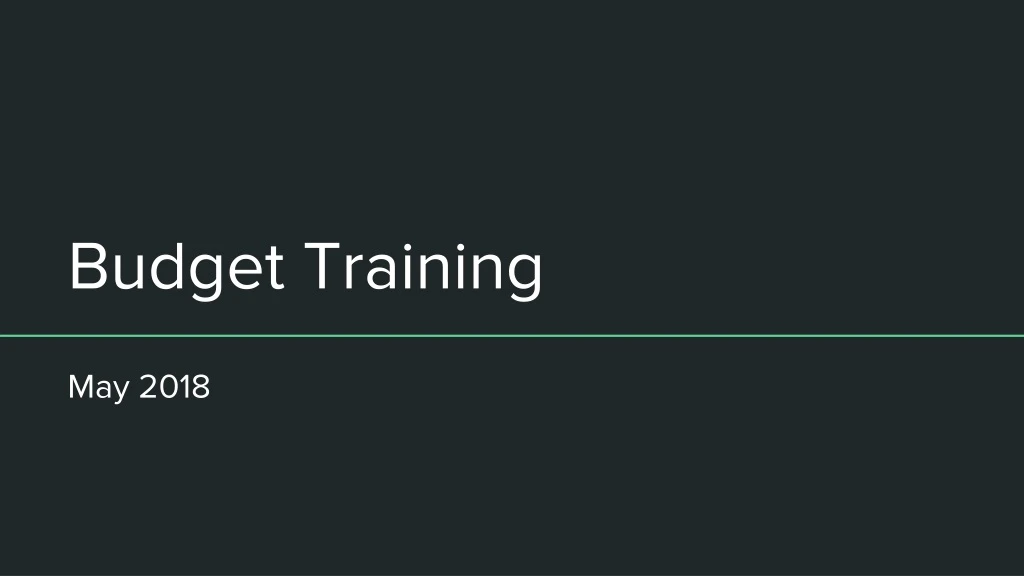 budget training