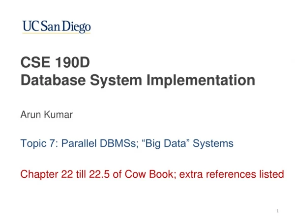 CSE 190D Database System Implementation