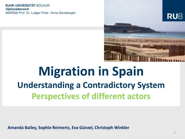 Migration in Spain Understanding a Contradictory System Perspectives of different actors