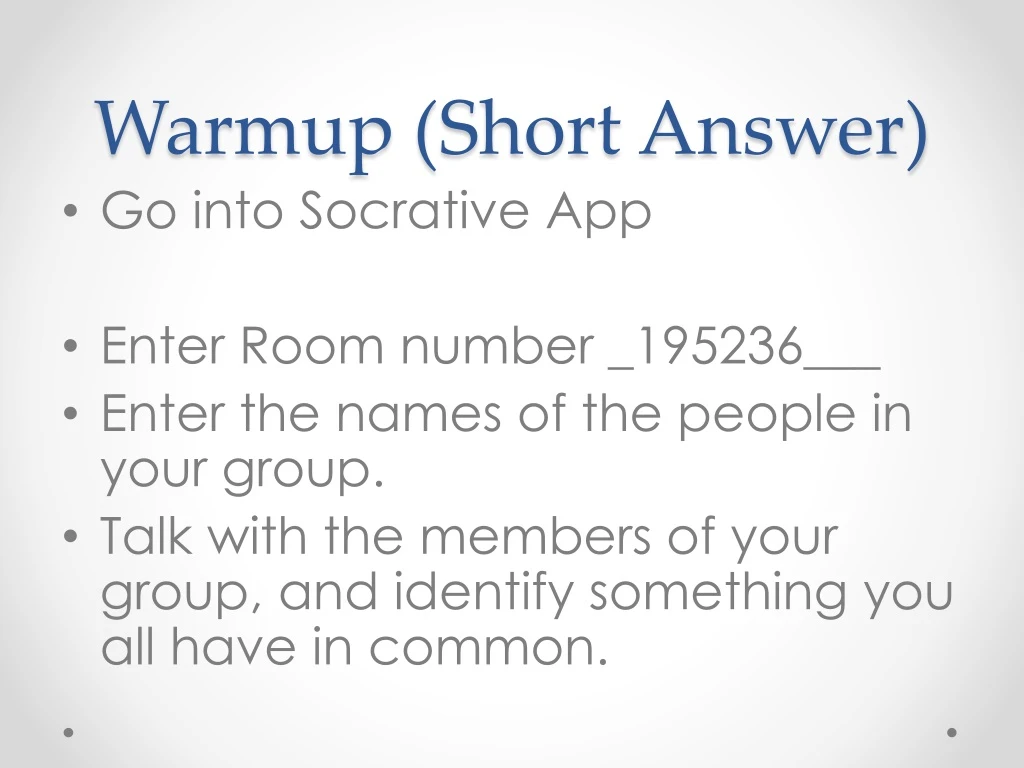 warmup short answer
