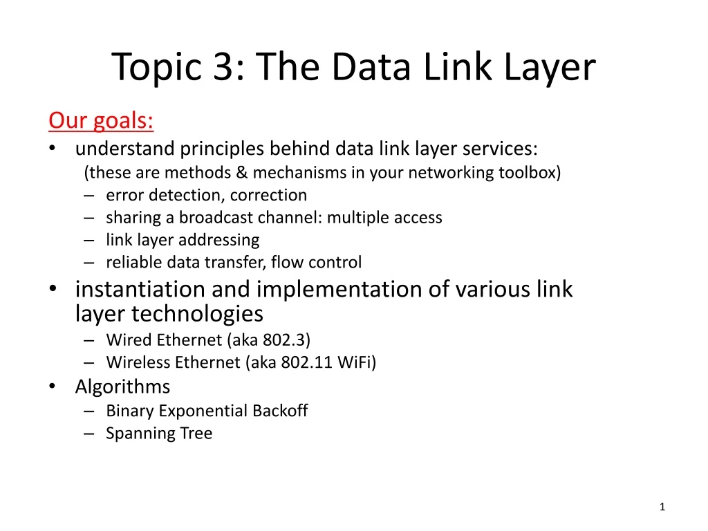 topic 3 the data link layer