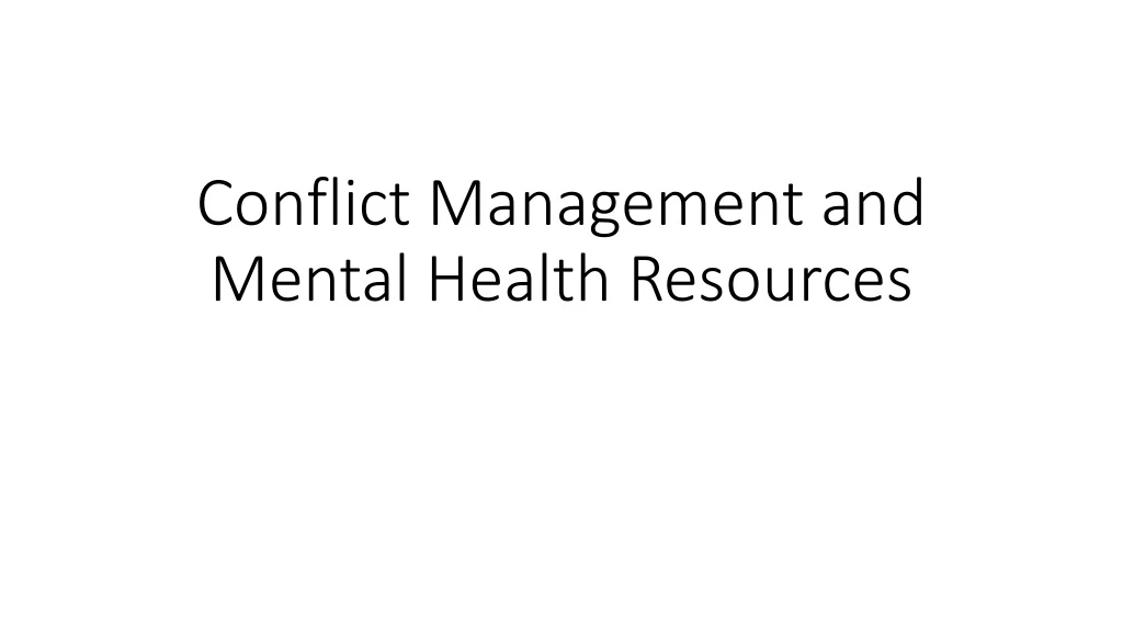 conflict management and mental health resources