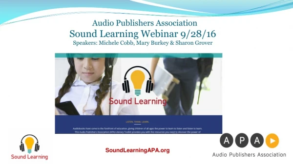 Audio Publishers Association Sound Learning Webinar 9/28/16