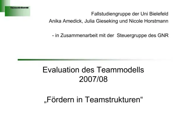 Evaluation des Teammodells 2007